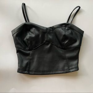 Guess Faux Leather Bustier Crop Top